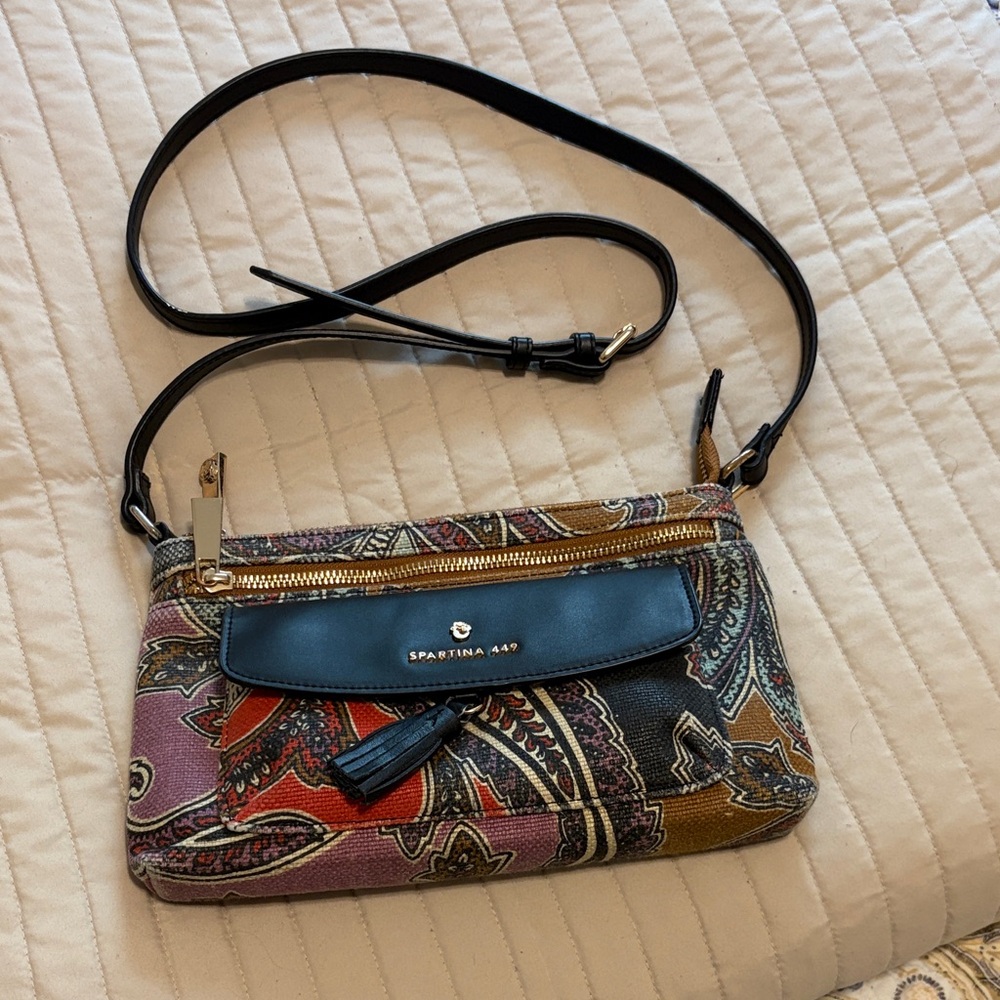Spartina 449 Paisley Crossbody Bag with Gold Accents